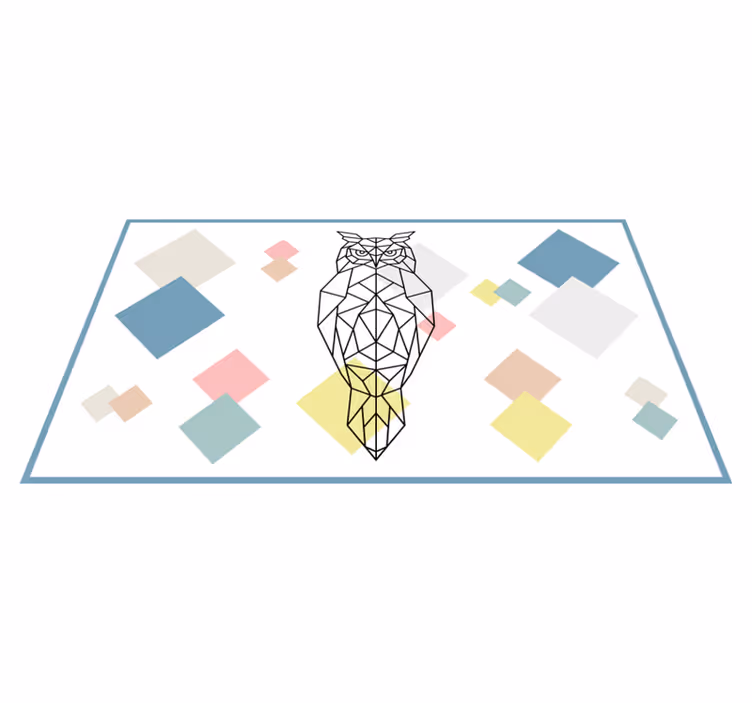 Otisak sove na geometrijskim oblicima nordic vinyl prostirka - TenStickers