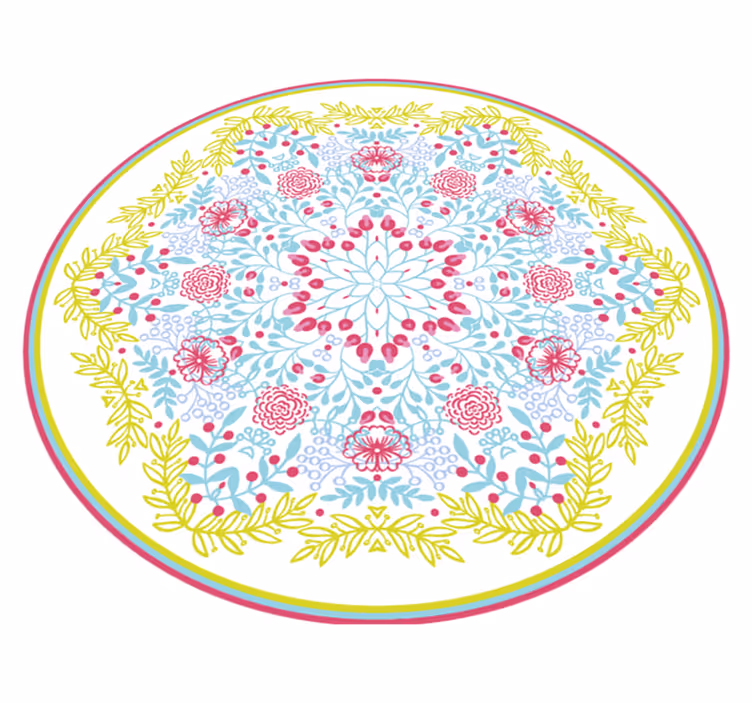 Vinil podovi mandala botanički plavi i ružičasti motiv - TenStickers