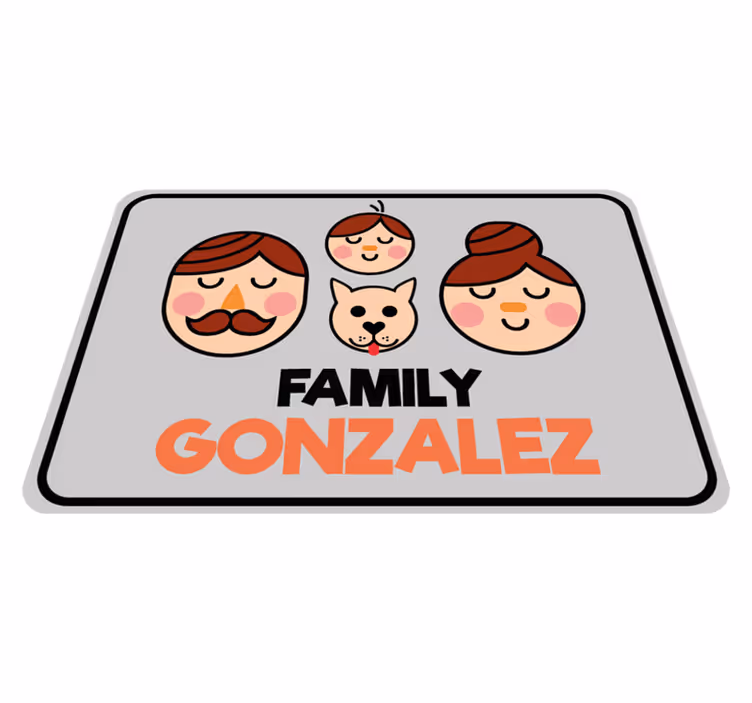 Imena s obitelji i psom. Personalizirana prostirka - TenStickers