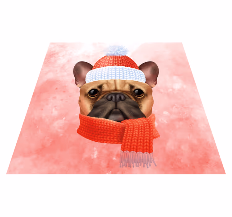 Vinil podovi životinja francuski buldog zima - TenStickers