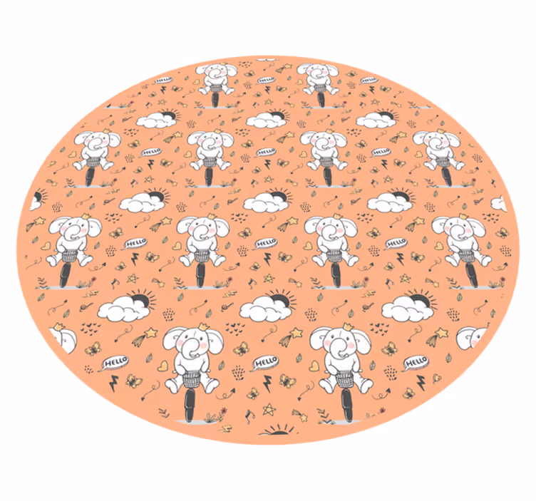 Vinil podovi djeca vesela tema slona - TenStickers