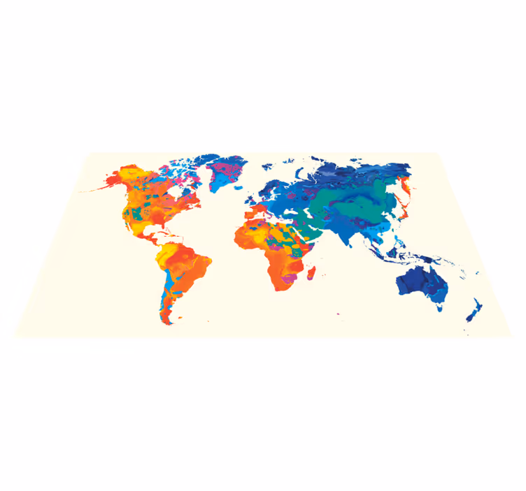 Vinil podovi karta svijeta vividni globalni atlas - TenStickers