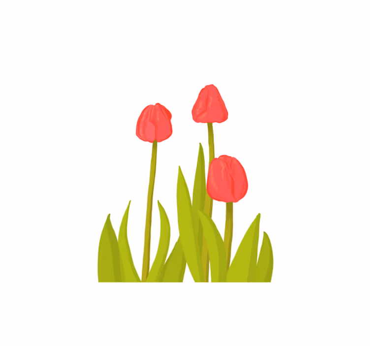 Nacrtani tulipani umjetnički cvjetni tepih - TenStickers