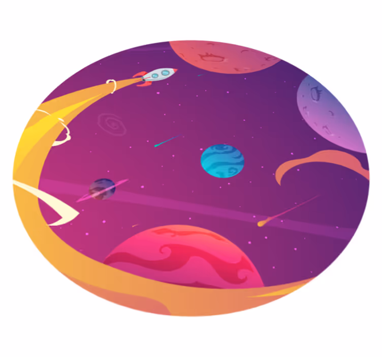 Crtani film raketa kroz svemirski vinil tepih - TenStickers