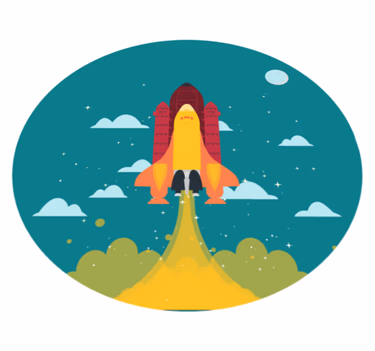 Crtani lansiranje rakete u svemirski tepih zvijezda - TenStickers