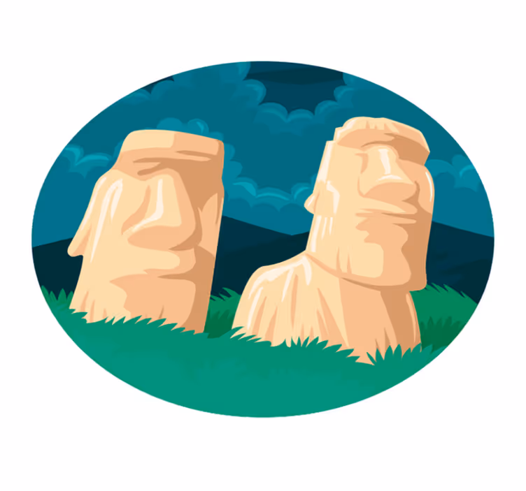 Vinil podovi karta svijeta silueta moai kipova - TenStickers