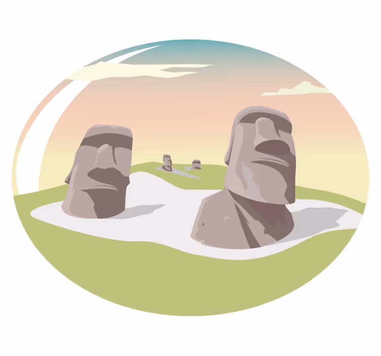 Vinil podovi priroda siluete moai kamena - TenStickers