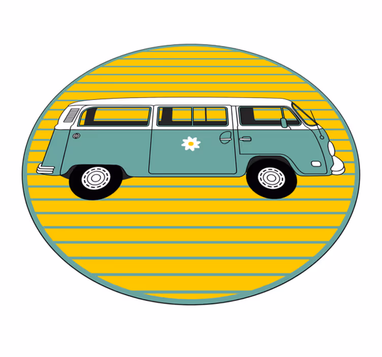 Vinil podovi zvijezde vintage kombi s tratinčicom - TenStickers