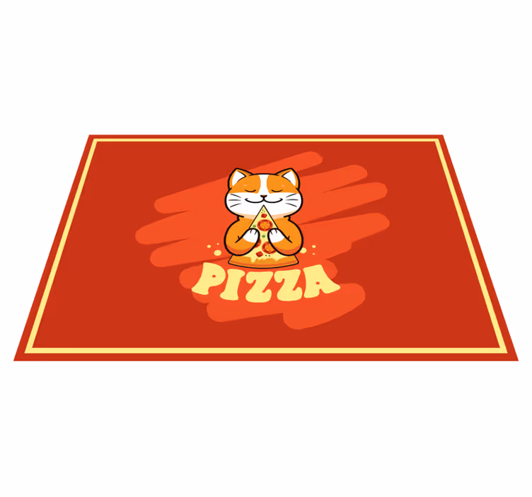 Vinil pod u kuhinji slatka mačka s pizzom - TenStickers