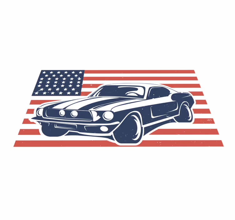 Vinil podovi tinejdžeri američka zastava i automobil - TenStickers