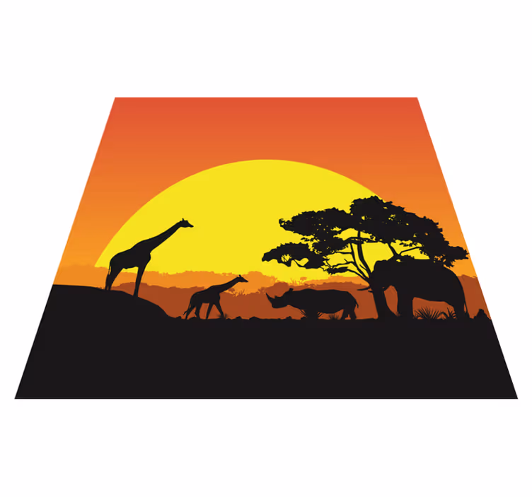 Vinil podovi životinja safari prizor u zalasku sunca - TenStickers