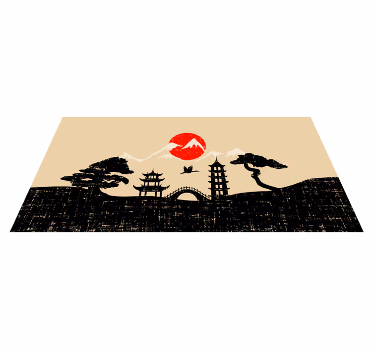 Vinil podovi spavaća soba japanski krajolik - TenStickers