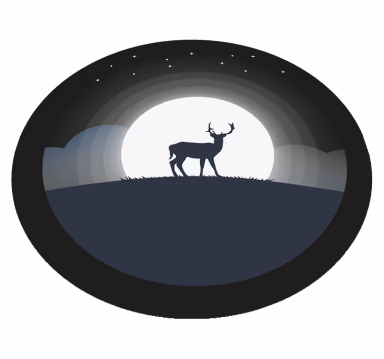 Vinil podovi kružni jelen pod mjesecom - TenStickers