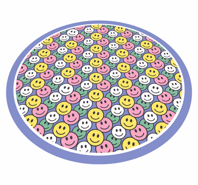 šareni pastelni smajlići kružni tepih - TenStickers