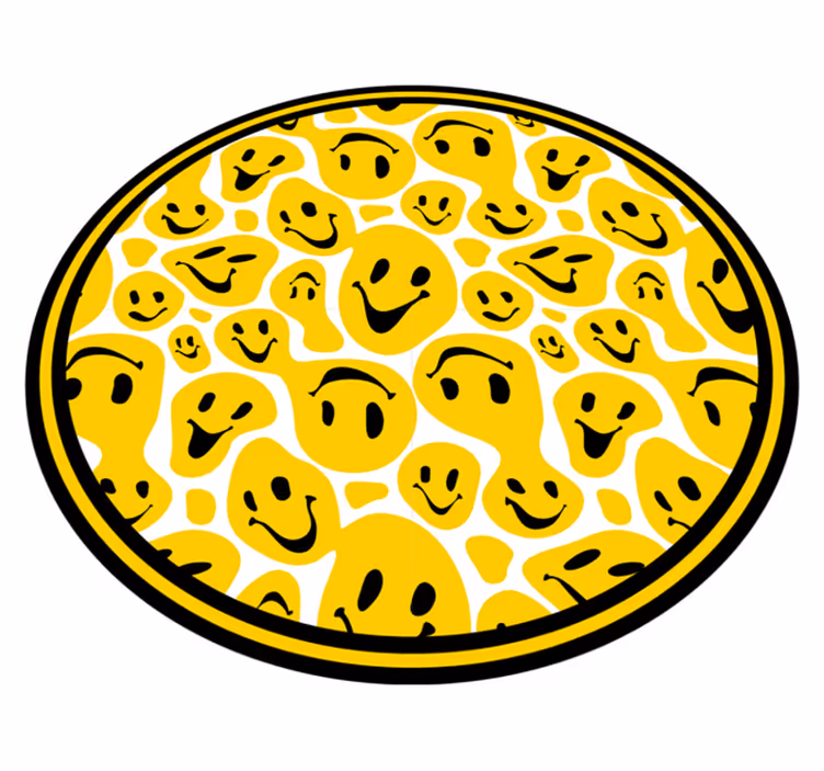 Bijelo-žuti osmijeh emotikoni teen vinil prostirka - TenStickers