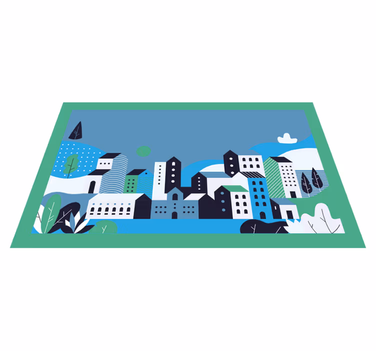 Drugi vinil podovi plavi urbani krajolik - TenStickers