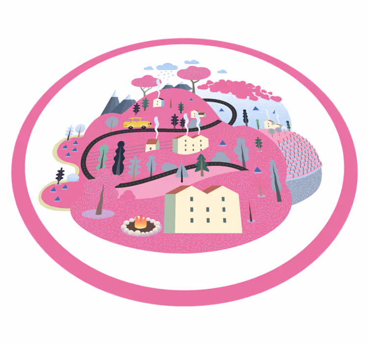 Vinil podovi ceste šareni seoski prizor - TenStickers