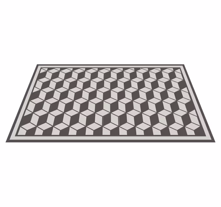 Sive 3d kocke s obrubljenim geometrijskim prostirkom - TenStickers