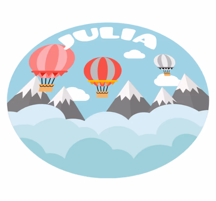 Drugi vinil podovi planine i baloni s imenom - TenStickers