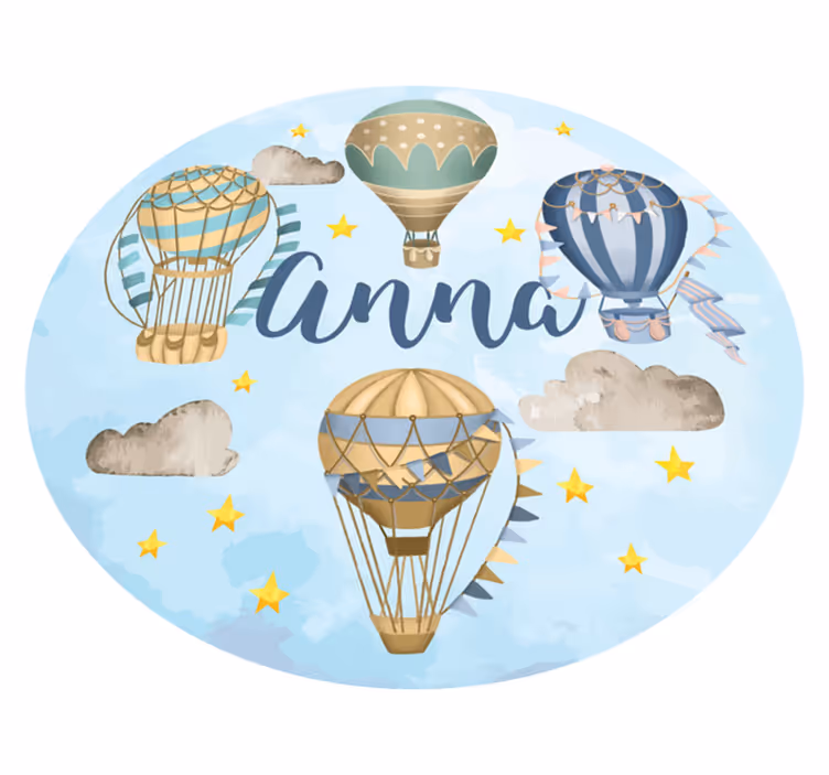 Plavi baloni sa zvijezdama personalizirana prostirka - TenStickers