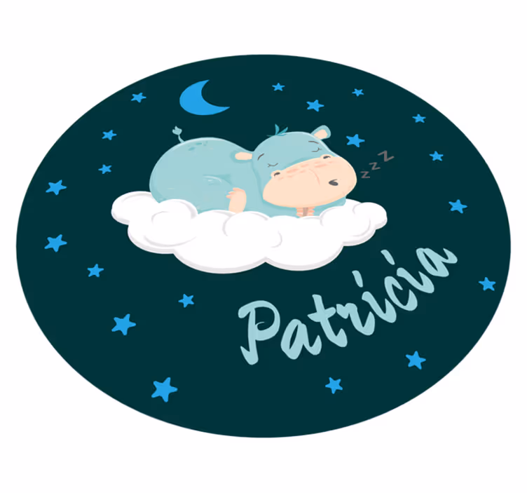 Vinil podovi rasadnici uspavani hippo s imenom - TenStickers