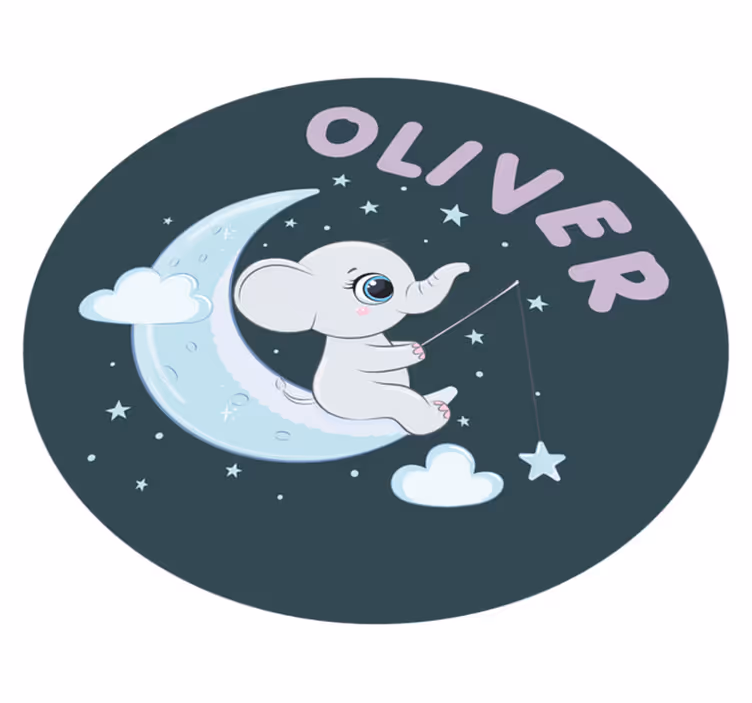 Slon okružen zvijezdama personalizirana prostirka - TenStickers