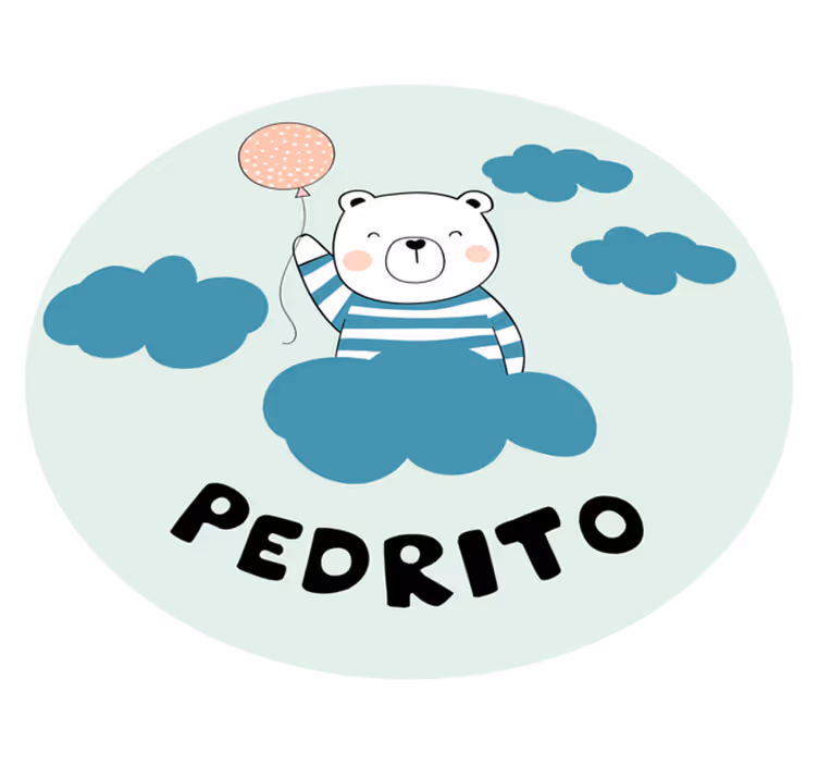 Vinil podovi s imenima veseli balon s medvjedom - TenStickers