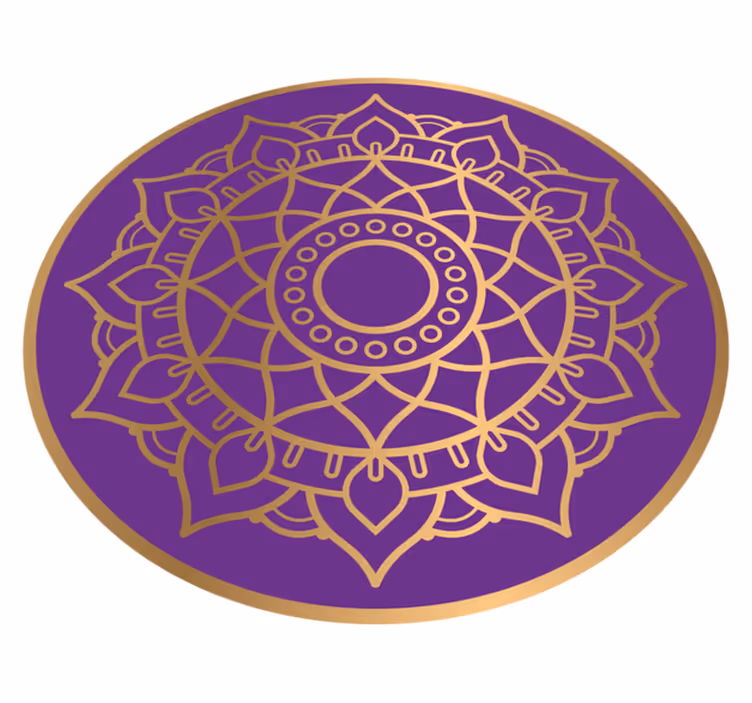 Vinil podovi mandala ljubičasti i zlatni motiv - TenStickers