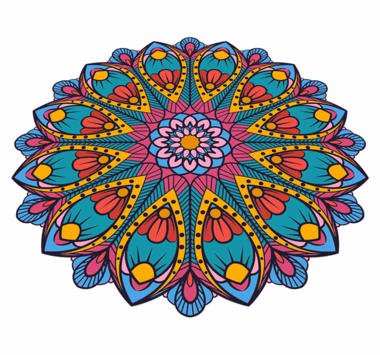 Vinil podovi mandala šarena cvjetna ilustracija - TenStickers