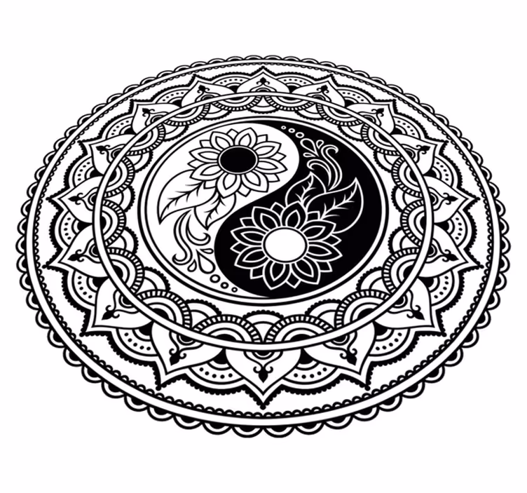Vinil podovi mandala yin yang suncokreti - TenStickers