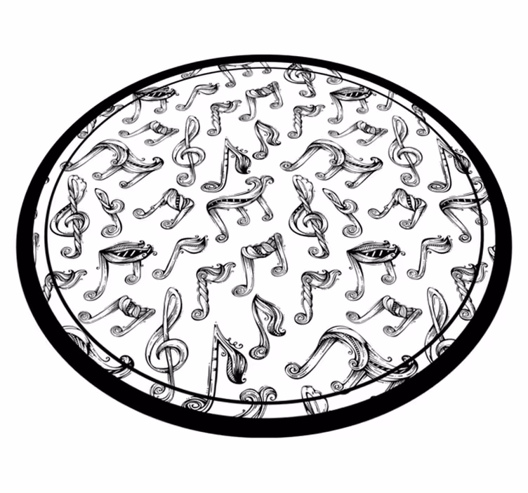 Ručno nacrtane glazbene note uzorak kružni tepih - TenStickers