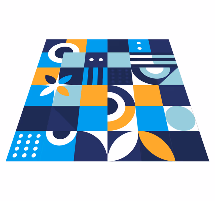 Plavi geometrijski dizajn etnički tepih - TenStickers
