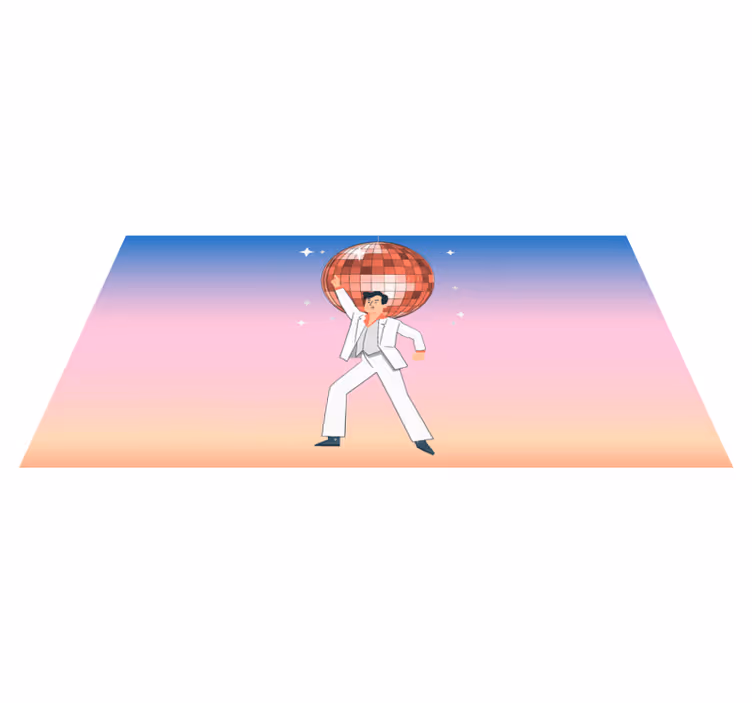 Disco lopta ilustracija s bojama vintage tepih - TenStickers