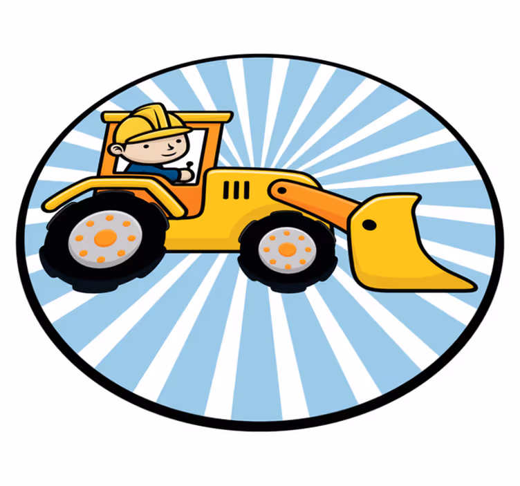 Crtani bager radi dječji vinilni tepih - TenStickers
