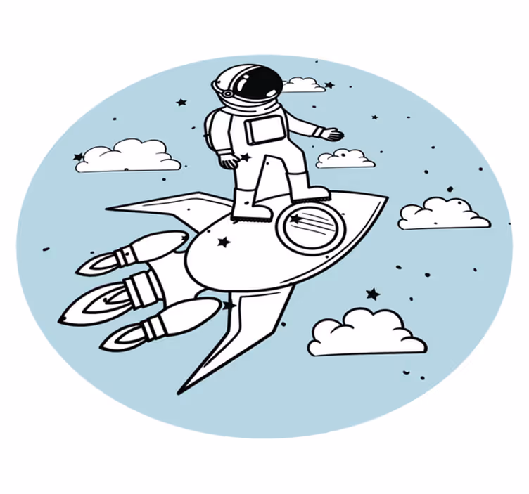 Vinil podovi djeca avantura astronauta s raketom - TenStickers