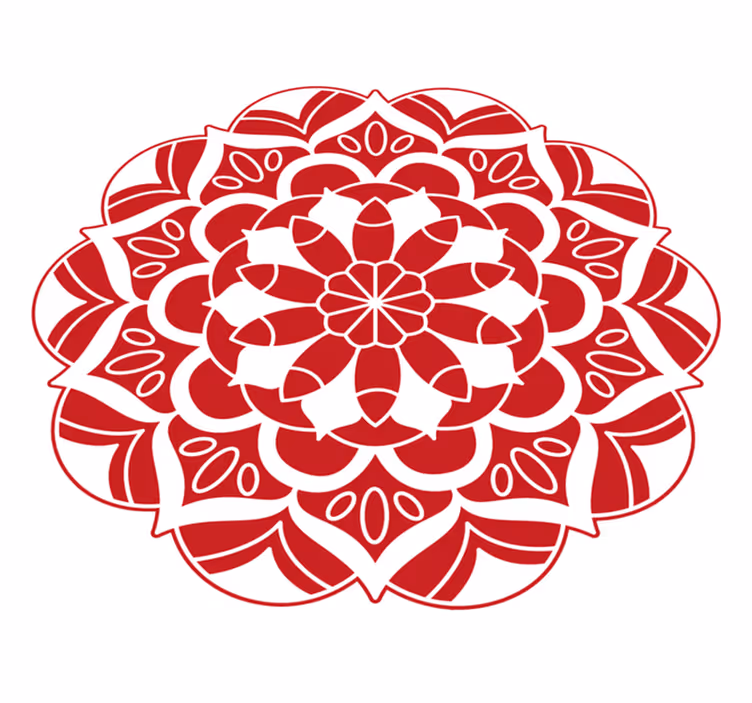 Vinil podovi mandala crveni cvjetni uzorak - TenStickers