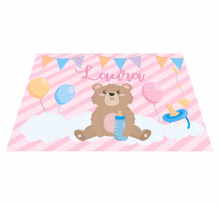 Slatki medo za djevojčicu s imenom baby play mat - TenStickers