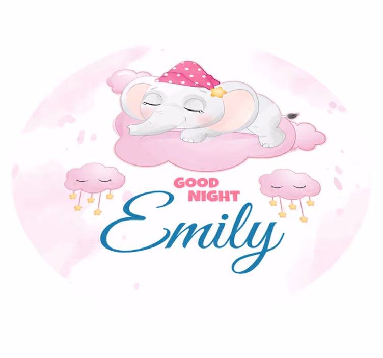 Slatki slon za djevojčicu s imenom baby play mat - TenStickers