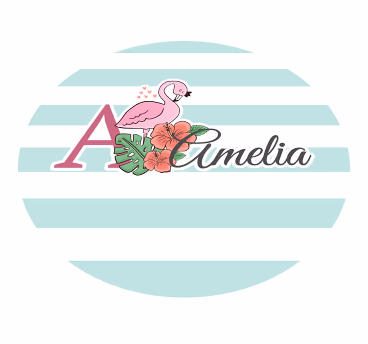 Vinil podovi s imenima ukras s flamingom - TenStickers