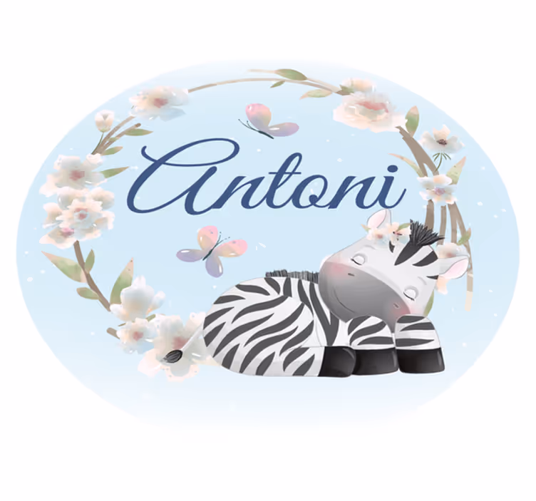 Vinil podovi rasadnici beba zebre s imenom - TenStickers