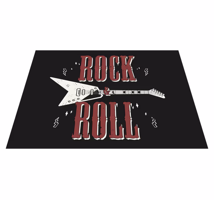 Vinilne prostirke s frazama rock roll električna gitara - TenStickers