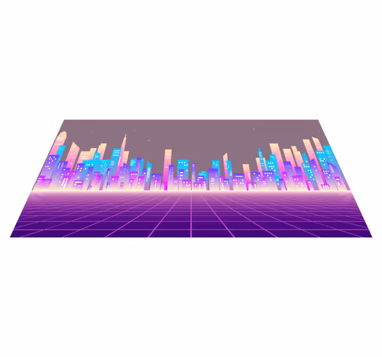 Vinil podovi moderan neon cityscape horizont - TenStickers
