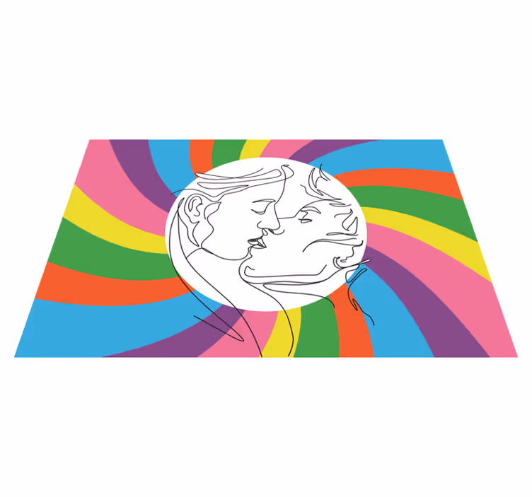 Drugi vinil podovi šarena silueta poljupca - TenStickers