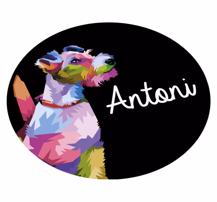 Vinil podovi s imenima šareni pseći portret - TenStickers