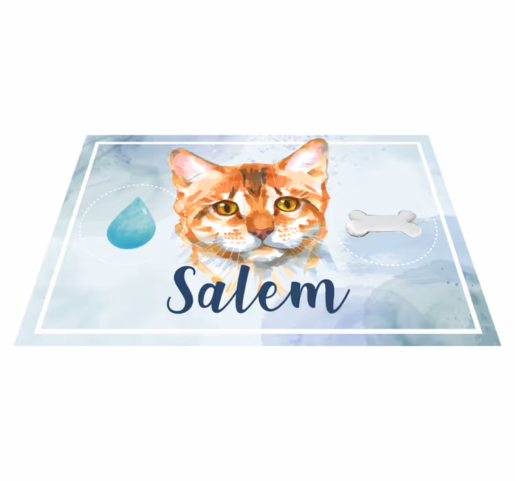 Akvarel mačka s imenom životinjski tepih - TenStickers