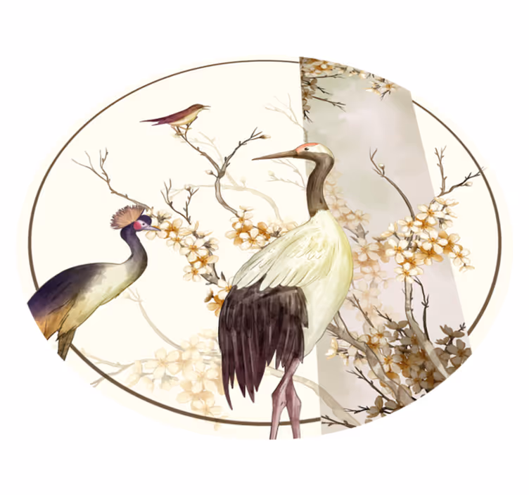 Grančice i ptice chinoiserie animal mat - TenStickers
