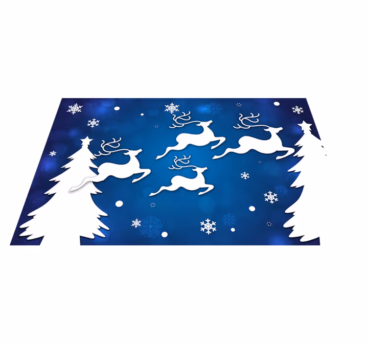 Vinil podovi Božić reindeer leti na plavom pozadini - TenStickers