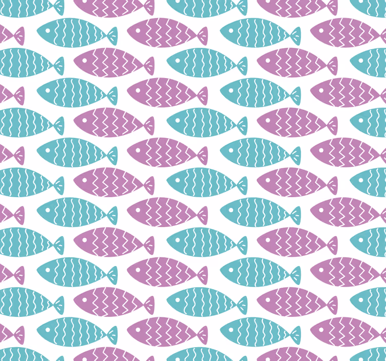 Tapete za dječju sobu geometrijski motiv ribe - TenStickers