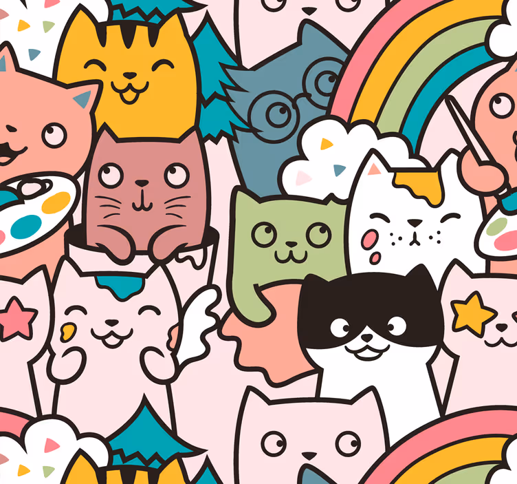 Tapete za dječju sobu razigrani mačji jednorozi - TenStickers