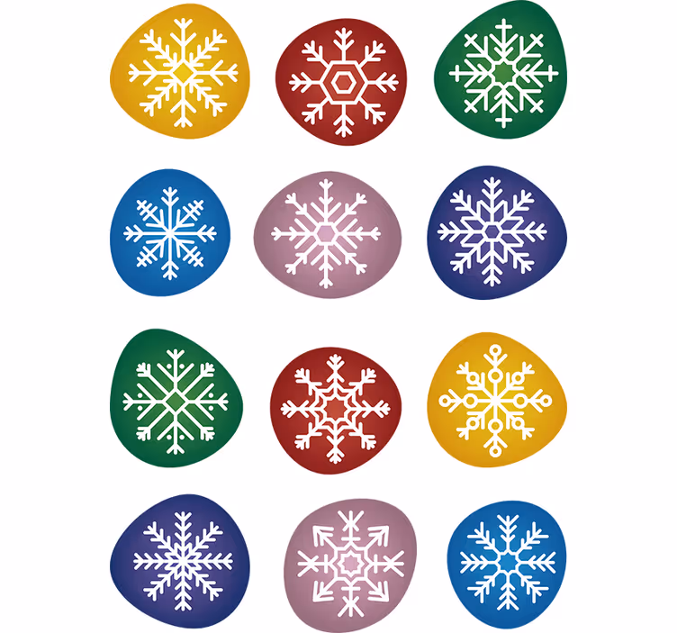 Tapete za zid božić šarene pahulje - TenStickers